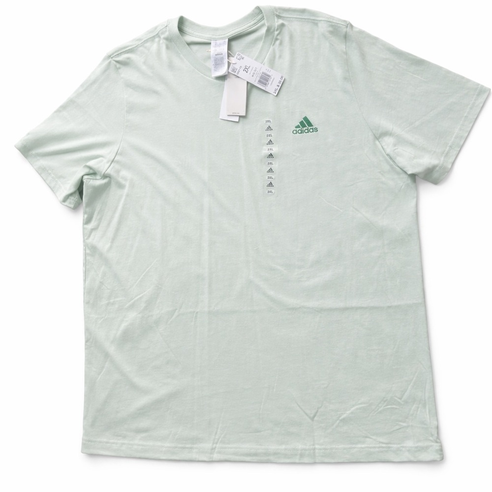 Adidas Slim Fit T-Shirt Mens Size XXL Light Green Logo Tee Gym Training NWT